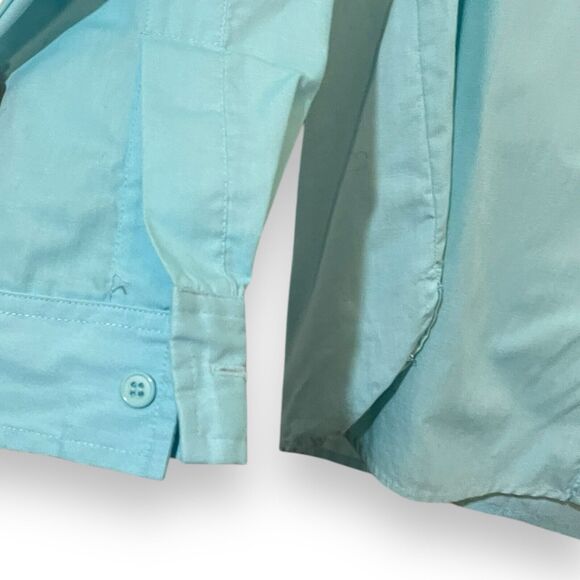 Pat Fashions INC Button Up Shirt Women's Large Blue Pockets VTG Academia Preppy - Picture 6 of 9